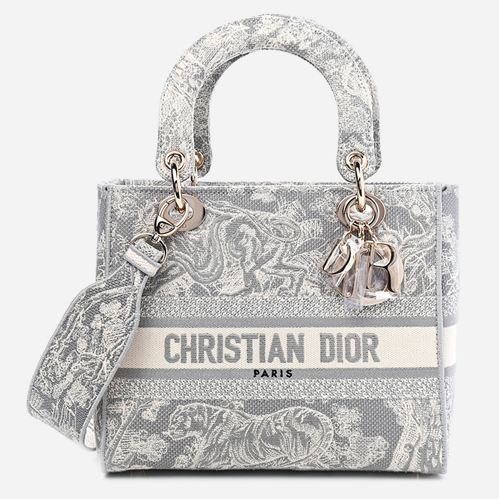 product image of Dior Lady D-Lite bag in grey and whiteFASHIONPHILE