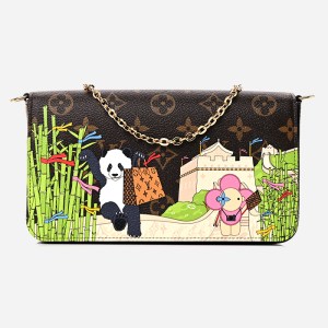 product image of monogram Louis Vuitton Christmas Animation Felicie Chain wallet Great Wall Of China FASHIONPHILE