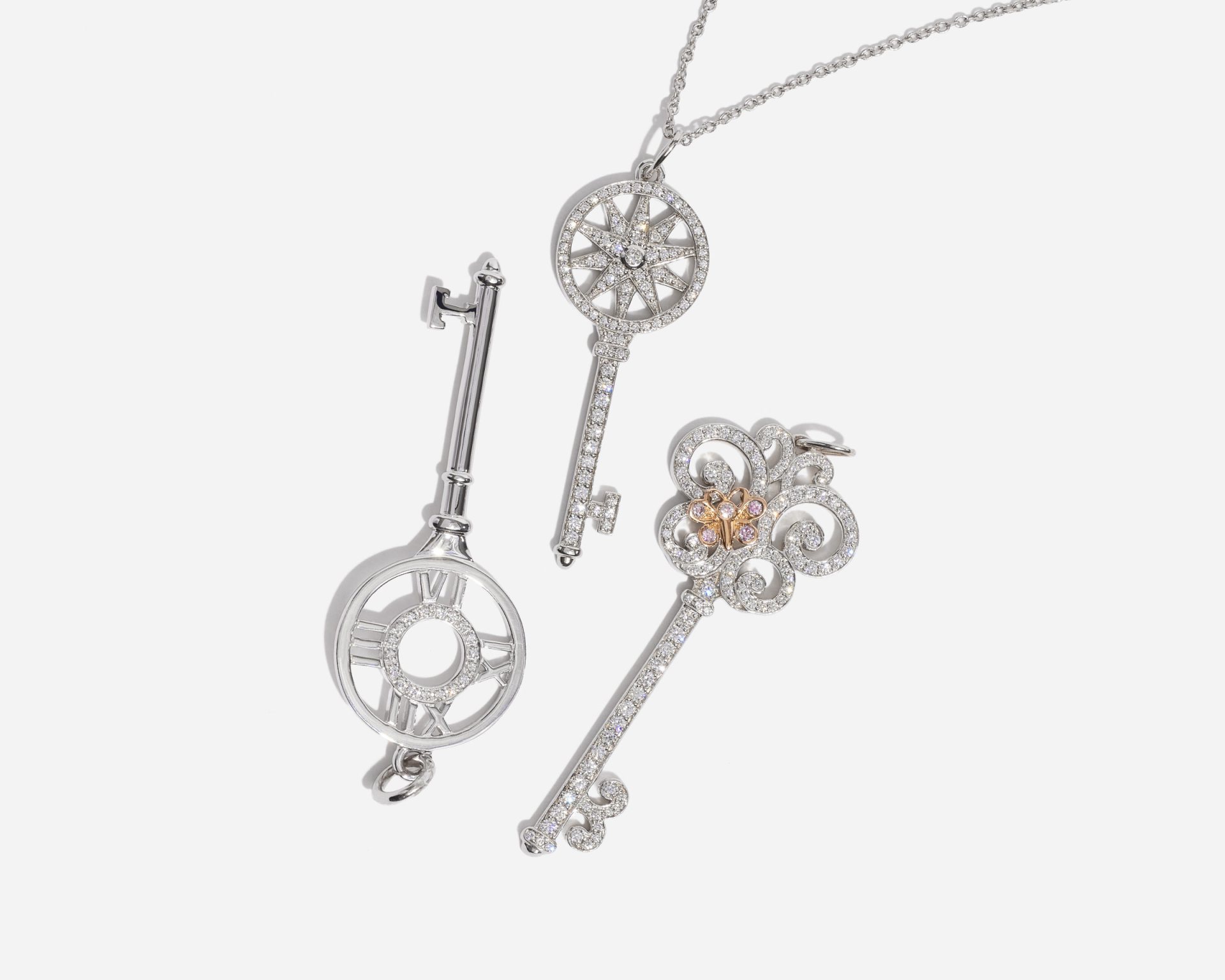 product image of 18K white gold diamond Tiffany Key pendant necklaces FASHIONPHILE