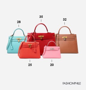 design graphic of different hermes kelly bag sizes FASHIONPHILE
