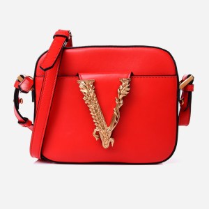 product image of VERSACE Vitello Virtus V Camera Bag in red FASHIONPHILE