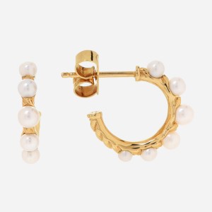product image of DAVID YURMAN 18K Yellow Gold Freshwater Pearl Petite Perle Hoop Earrings at FASHIONPHILE